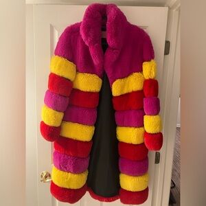 Faux Fur Pink/Yellow/Red Jacket